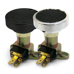 Chrome Floor Mount Round Billet Pedal Pad and Dimmer Switch Non-Slip Rubber 12V - Part Number: 10016560