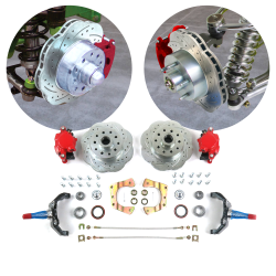 Mustang II 11in Big Wave Brake Conversion 2 in Drop Spindles 5x4.75 Red Calipers - Part Number: HEX7ABFC