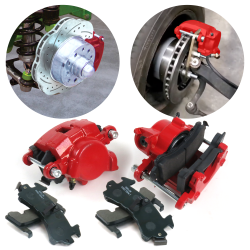 GM Single Piston Red Calipers and Pads 1978-88 Mid Size Cutlass Grand Prix S10 - Part Number: HEX7AD28