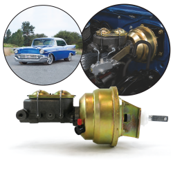 1955-1964 Chevy Full Size 8" Dual Power Brake Booster Kit Offset Mount - Part Number: HEXBBKED4B2