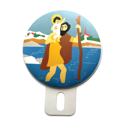 Vintage Style St. Christophorus Plate Topper for Car Truck & Motorcycle - Part Number: VPALPT051